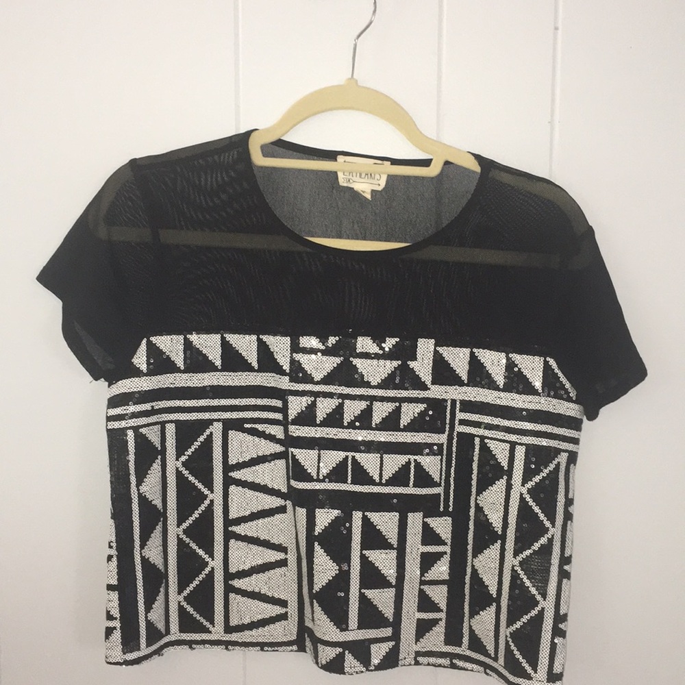 LA Hearts sequined crop top